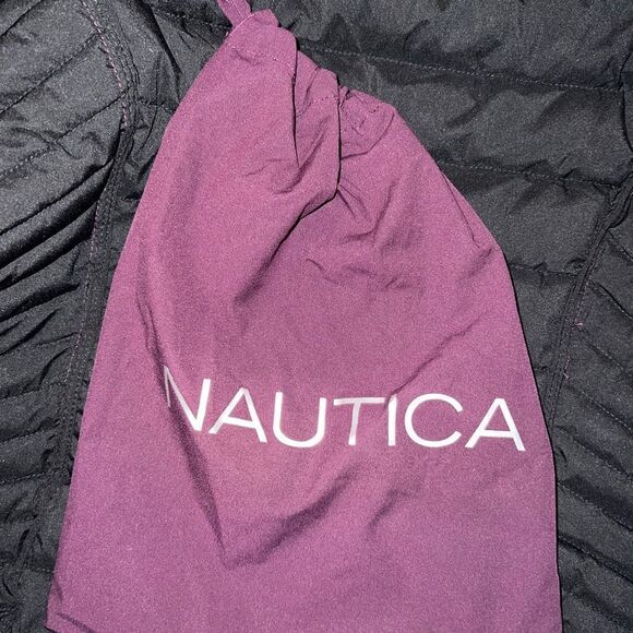 Nautica Women's Hooded Packable Short Puffer Coat Purple Tulip Q221886 Small NWT - Picture 6 of 11